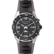 Tommy Bahama Mens Relax Beach Cruiser Analog Stainless Watch - Black Rubber Strap - Black Dial - RLX1002