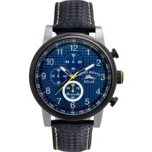 Tommy Bahama Mens Relax Grand Prix Chronograph Stainless Watch - Black Neoprene Strap - Blue Dial - RLX1197