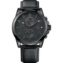 Tommy Hilfiger Leather Black Dial Men's Watch #1710295
