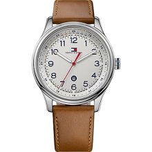 Tommy Hilfiger Men'S 1710311 Classic Stainless Steel Case And Brown Leather Strap Watch