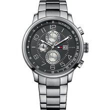 Tommy Hilfiger Men's Classic Silver Link Watch - Black - Os
