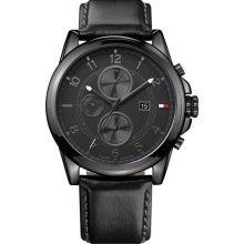 Tommy Hilfiger Multi Eye Leather Strap Watch Black