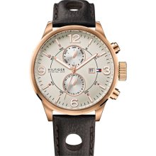 Tommy Hilfiger Multifunction Leather Strap Watch Brown/ Rose Gold