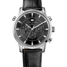 Tommy Hilfiger Round Chronograph Leather Strap Watch