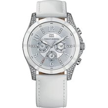 Tommy Hilfiger White Leather Strap Watch With Crystal Details - White - Os