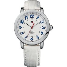 Tommy Hilfiger White Leather Strap Watch - White - Os