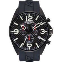 Torgoen T16 Watch - Black Polyurethane Strap, Black Carbon Fiber Dial