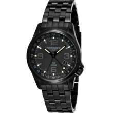 Torgoen T5 Zulu Time Watch - Black Stainless Steel Bracelet, Black Case, Black/White Dials