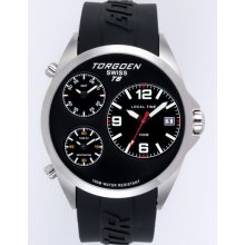 Torgoen T8 Zulu Time Watch - Black Polyurethane Strap, Black Dials