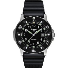 Traser Mens Professional Stainless Watch - Black Rubber Strap - Black Dial - P6502.920.32.01