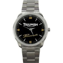 Triumph Bonneville Cafe Racer Silver Sport Metal Mens Watch