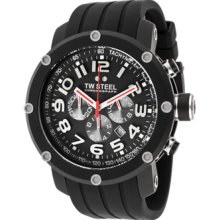 TW Steel Watches Men's Chronograph Black Dial Black Silicone Black Si