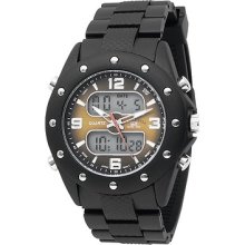 U.s. Polo Assn. Men's Us9033 Analog-digital Brown Dial Black Rubber Strap Watch