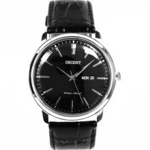 UG1R002B Orient Quartz Mens Black Leather Dress Watch
