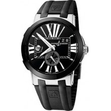 Ulysse Nardin Watches Executive Dual Time Black Dial Rubber Strap Men'