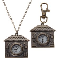 Unisex Home Style Alloy Quartz Analog Keychain Necklace Watch (Bronze)