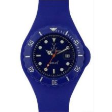 Unisex Jelly Blue Plastic Resin Case Blue Dial Silicone Strap Date