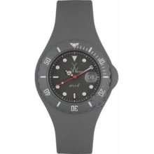 Unisex Jelly Gray Plastic Resin Case Gray Dial Silicone Strap Date