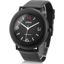 Unisex Leather Analog Quartz Watch Wrist 0687S (Black)
