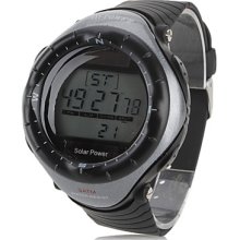 Unisex Multi-Functional Style Solar Rubber Power Digital Automatic Wrist Watch (Black)