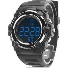 Unisex Rubber Digital LED Cycling Wrist Sports Watch (Black)
