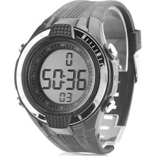 Unisex Rubber Digital LED Wrist Sports Watch (Black)
