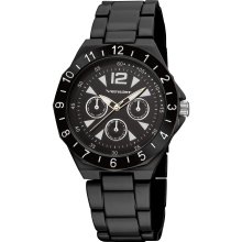 Vernier Women's Black Sports Faux Chrono Bracelet Watch