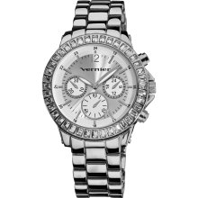 Vernier Women's Large Silver Chrono-Look Dial Dual Time Watch