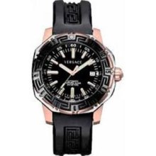 Versace Watches Round Diver Automatic Watch In Black & Rose Gold Tone