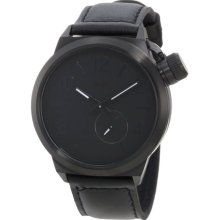 Vestal Mens Canteen Analog Stainless Watch - Black Leather Strap - Black Dial - CTN3L02