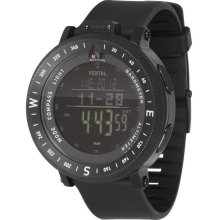Vestal Mens The Guide Altimeter Barometer Compass Digital Stainless Watch - Black Rubber Strap - Black Dial - GDEDP02