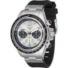 Vestal Mens ZR-2 Chronograph Stainless Watch - Black Rubber Strap - Silver Dial - ZR2CS01