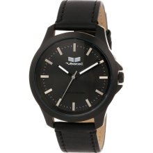 Vestal Womens Heirloom Analog Stainless Watch - Black Leather Strap - Black Dial - HER3L01
