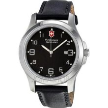 Victorinox Garrison Elegance Black Dial Black Leather Mens Watch ...