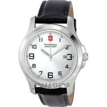 Victorinox Garrison Elegance Silver Dial Black Leather Mens Watch ...