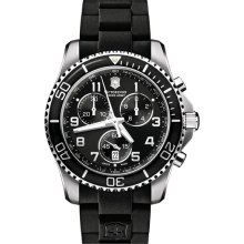 Victorinox Swiss Army 'Maverick GS' Rubber Strap Chronograph Watch Black/Black