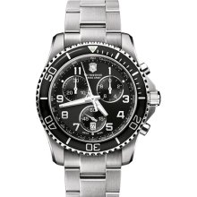 Victorinox Swiss Army 'Maverick GS' Stainless Steel Chronograph Watch Black Silver