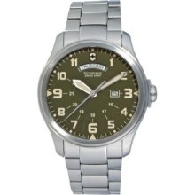 Victorinox Swiss Army Men s Infantry Vintage Swiss Made Quartz Day/Date Green Dial Bracelet Watch