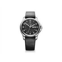 Victorinox Swiss Army 'Officer's' Round Leather Strap Watch