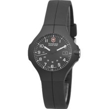 Victorinox Swiss Army Unisex Quartz Watch With Black Dial Analogue Display And Black Rubber Strap V.25596