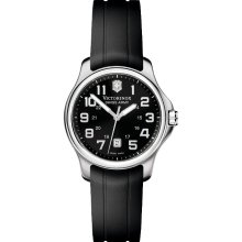 Victorinox Swiss Army Women's 'Officer's' Stainless Steel Black Dial Rubber Strap Watch (Black)