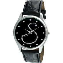 Viva Women's Silvertone Round Dial Initial 'S' Watch (Initial 