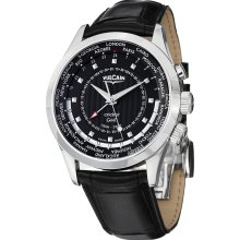 Vulcain Men's 'Aviator GMT 2009' Black Dial Mechanical Watch
