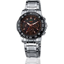 WEIDE Classic Black Chronograph Stainless Steel Swizz Quartz Wrist Watch W0044 - Silver - Other