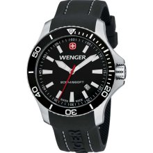 Wenger 0641.103 Men's Sea Force White Accents Black Dial Silicon Rubbe