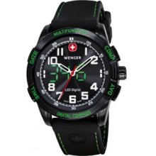 Wenger 70433 Men'S 70433 Nomad Compass Green Led Black Silicone Strap Watch
