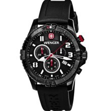 Wenger 77053 Men's Black Rubber Strap Chronograph Watch