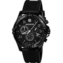 Wenger 77054 Men's Chronograph Black Silicon Strap Swiss Watch