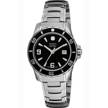 Wenger 79062 Women's Swiss Made SS Black Dial Watch