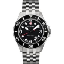 Wenger Men's AquaGraph 1000m Black Bezel Stainless Steel Bracelet Watch